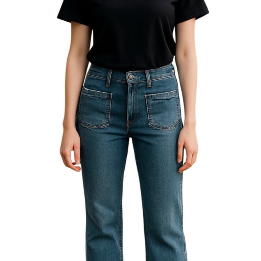 AEROPOSTALE Medium Blue Patch Pocket Flare Jeans